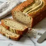 A freshly baked loaf of cottage cheese banana bread