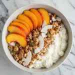 Sweet Cottage Cheese Bowl on a marble countertop