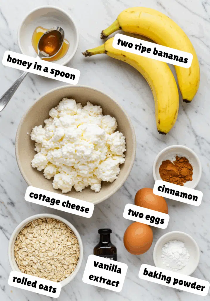 ingredients for cottage cheese banana muffins