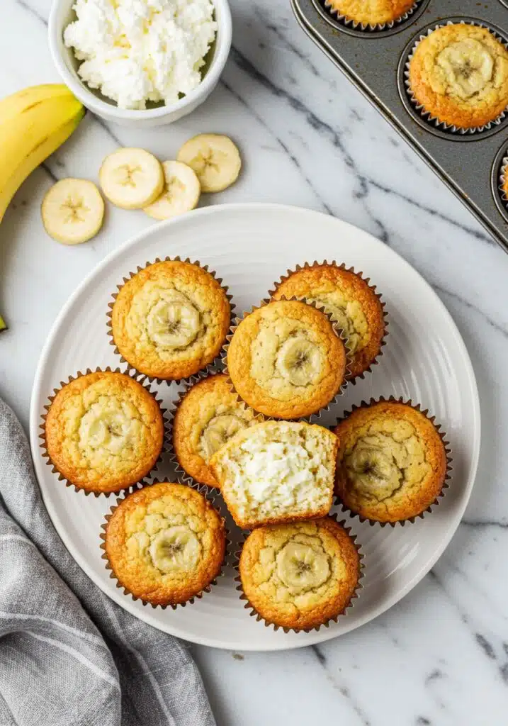 freshly baked cottage cheese banana muffins