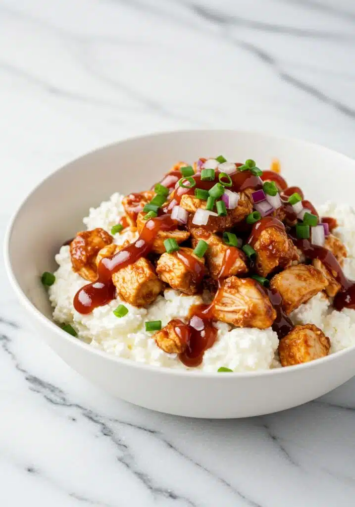 cottage cheese BBQ chicken bowl