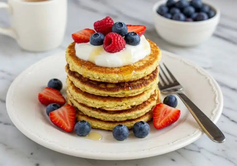 golden-brown protein pancakes made with cottage cheese