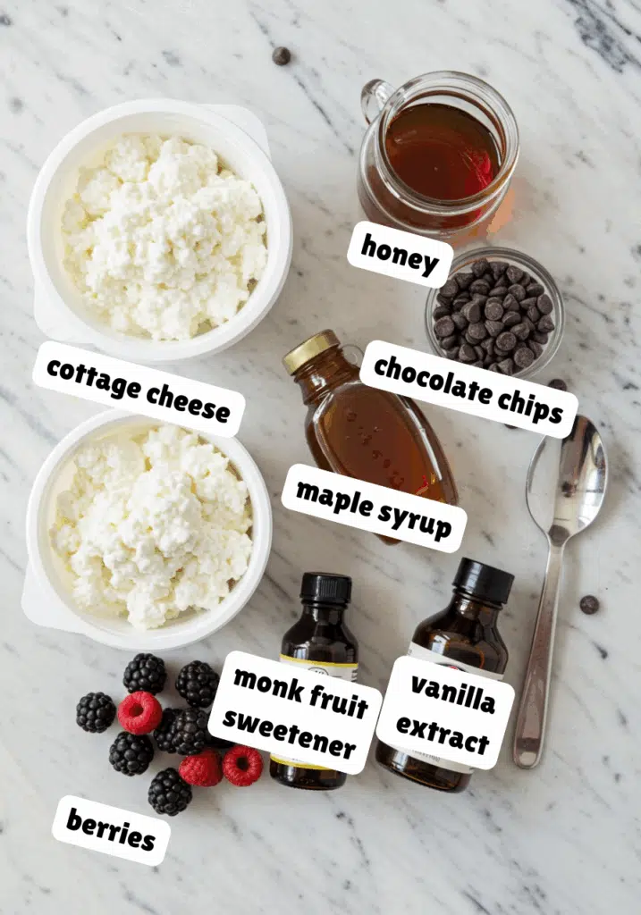 ingredients for Cottage Cheese Ice Cream Recipe