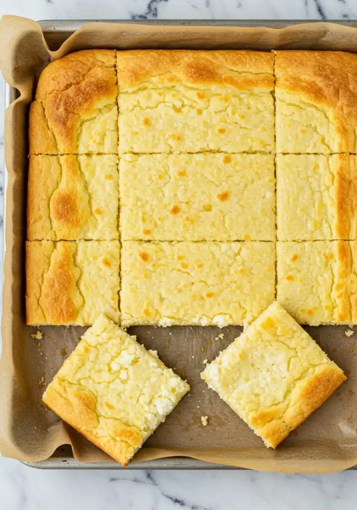 Golden-baked Cottage Cheese Flatbread wrap cut into squares