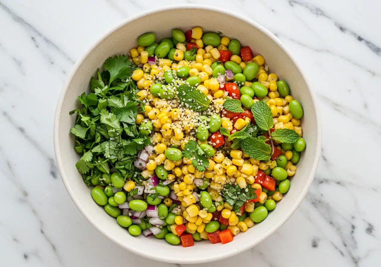 High-Protein Corn Salad with Edamame Recipe