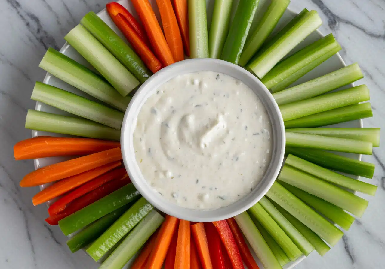 creamy high-protein cottage cheese ranch dip in bowl