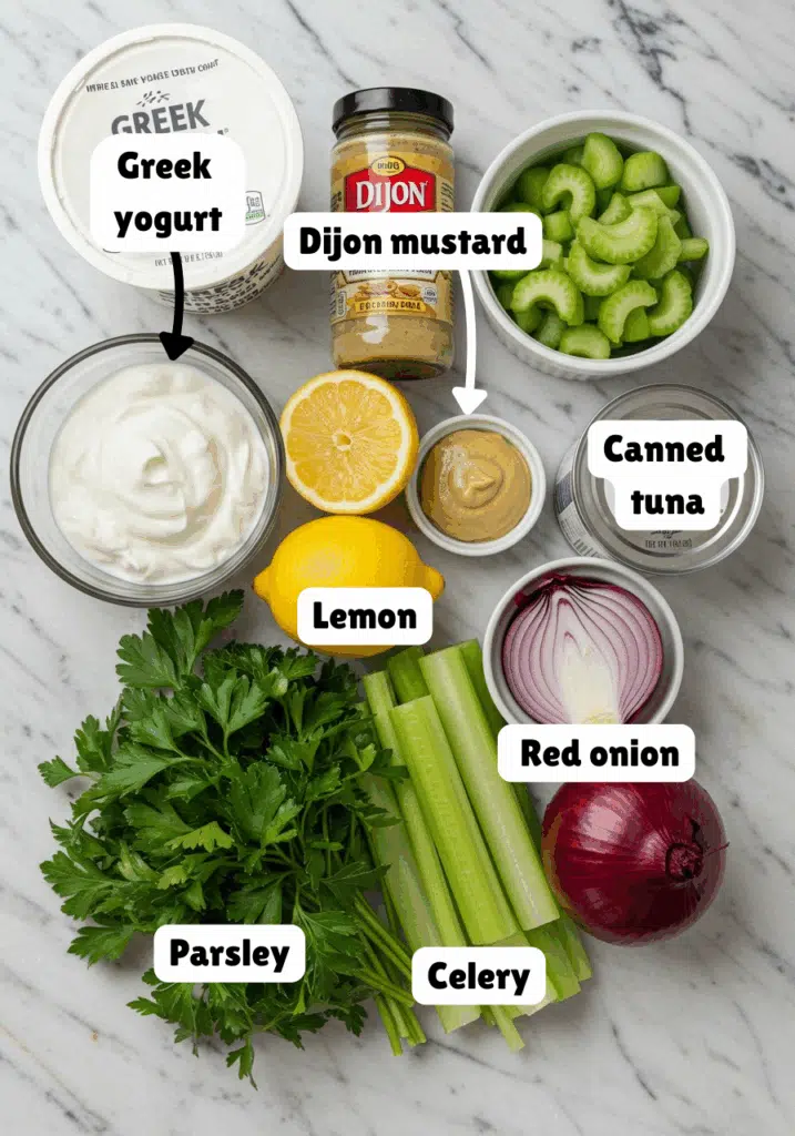 ingredients for high-protein tuna salad