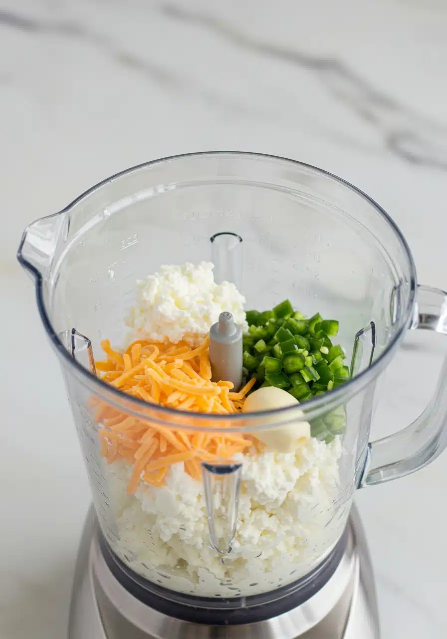 ingredients in blender for cottage cheese ranch dip