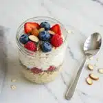 jar of high-protein overnight oats (no protein powder)