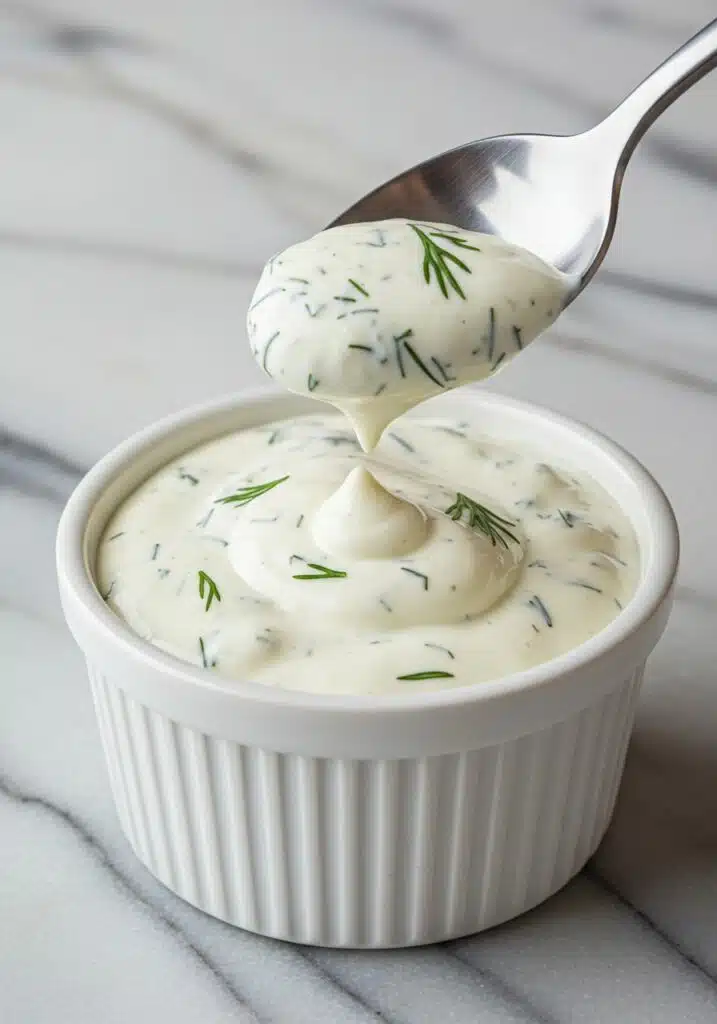 spoon scooping creamy cottage cheese ranch dip (2)