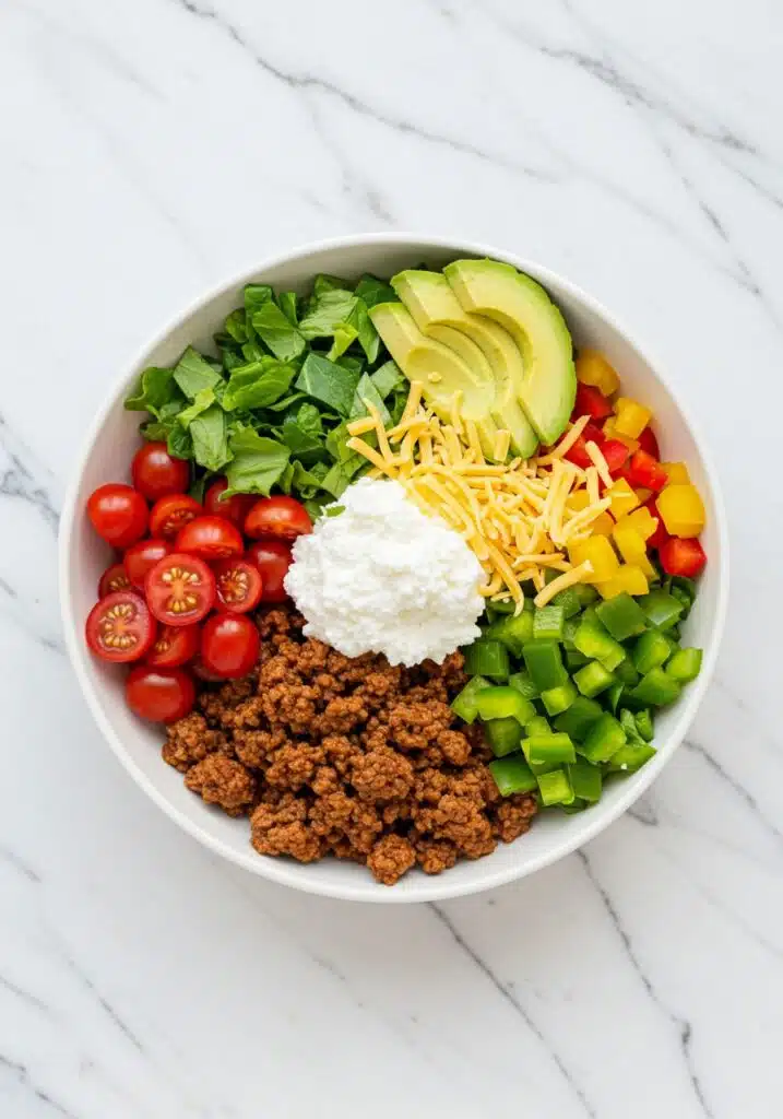 low carb taco bowl with cottage cheese