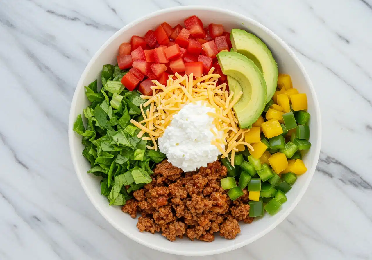 Low Carb Taco Bowl with Cottage Cheese