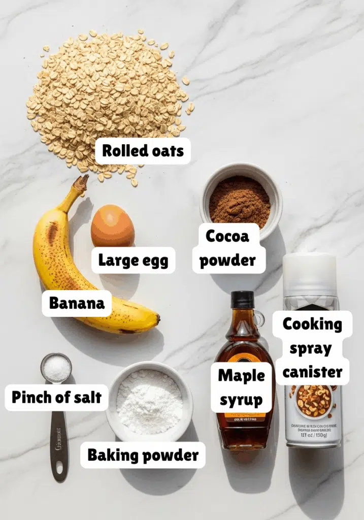 ingredients for baked oats on a marble countertop