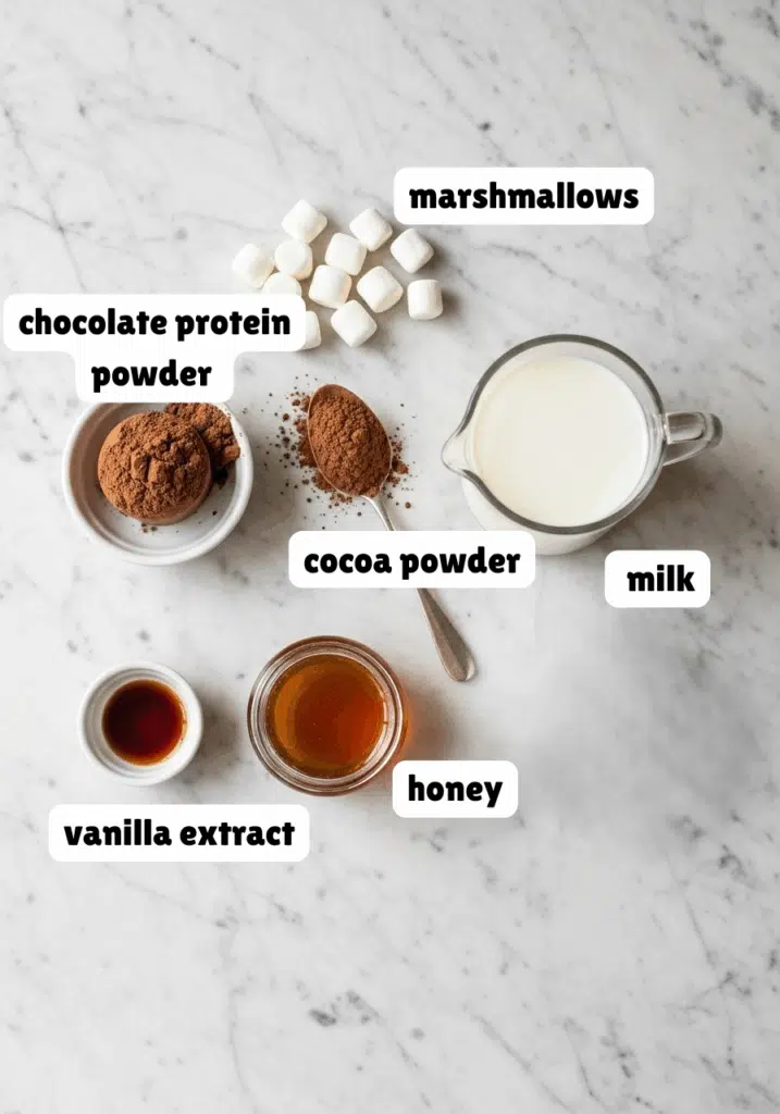 ingredients for protein hot chocolate